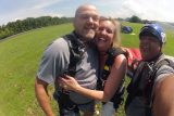 Couple hugging one another after an awesome skydive at Chattanooga Skydiving Company