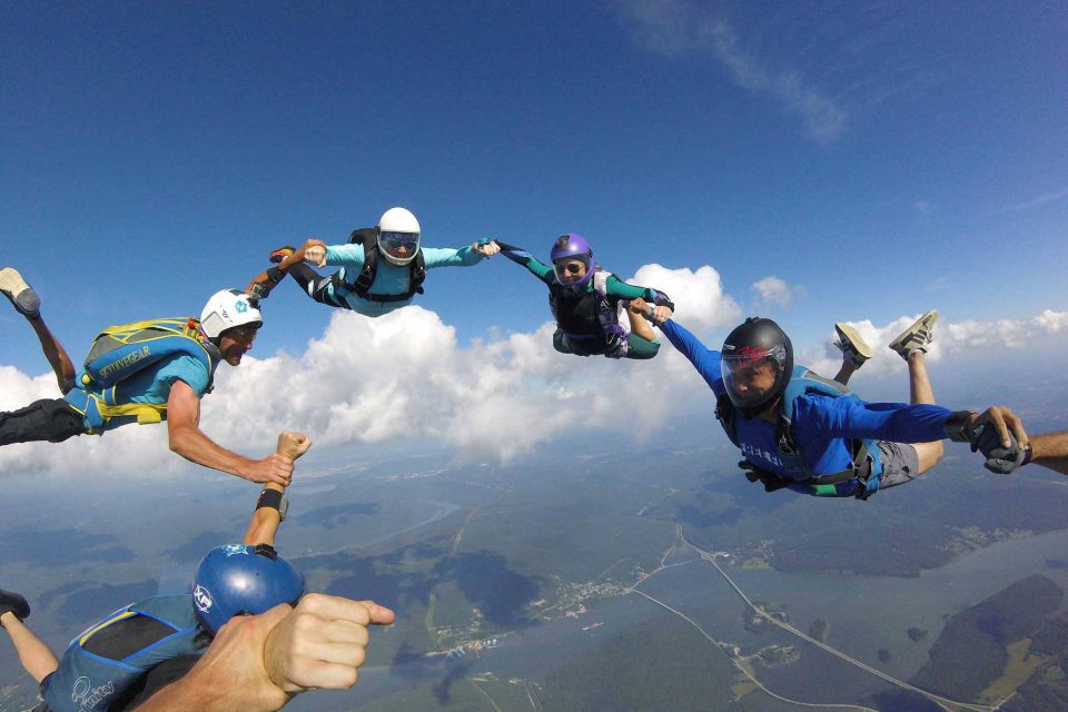 Fun jumpers in free fall at Chattanooga Skydiving