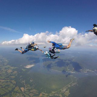 Six experienced jumpers enjoying their skydive at Chattanooga Skydiving Company